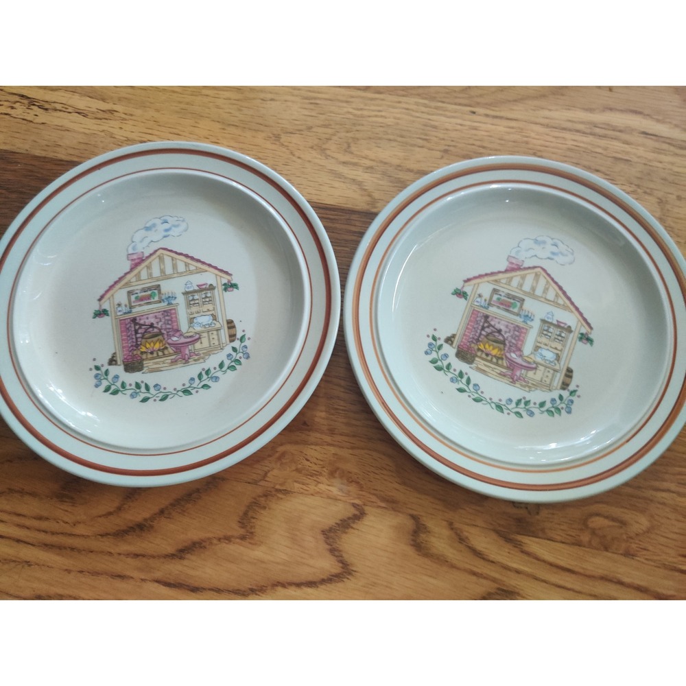 Century Stoneware Country Cottage Bread Plates Set of 2 Hearth Home Blueberries